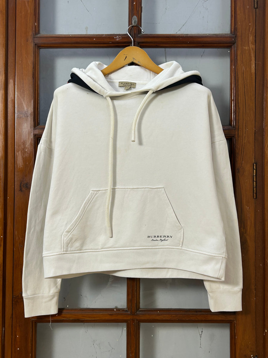 BURBERRY CROPPED FIT WHITE HOODIE ( F6183 )