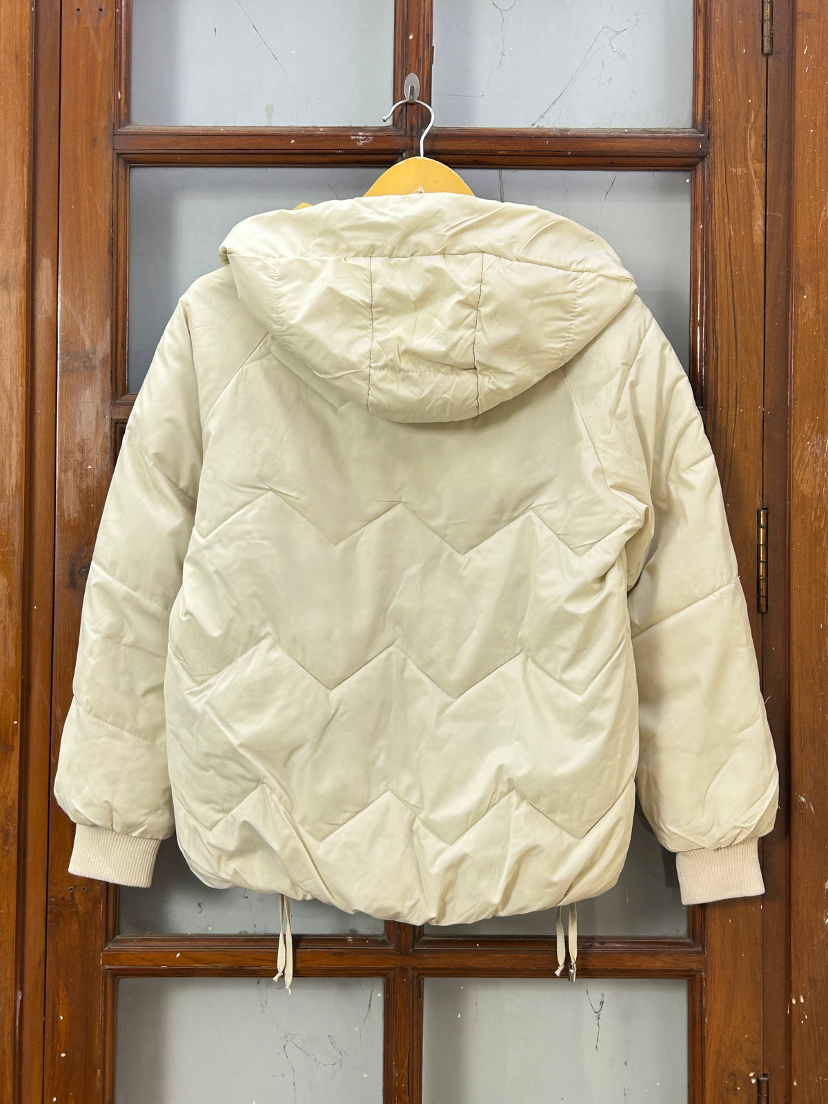 POLO RL OFF WHITE HOODED PUFFER JACKET ( D6872 )
