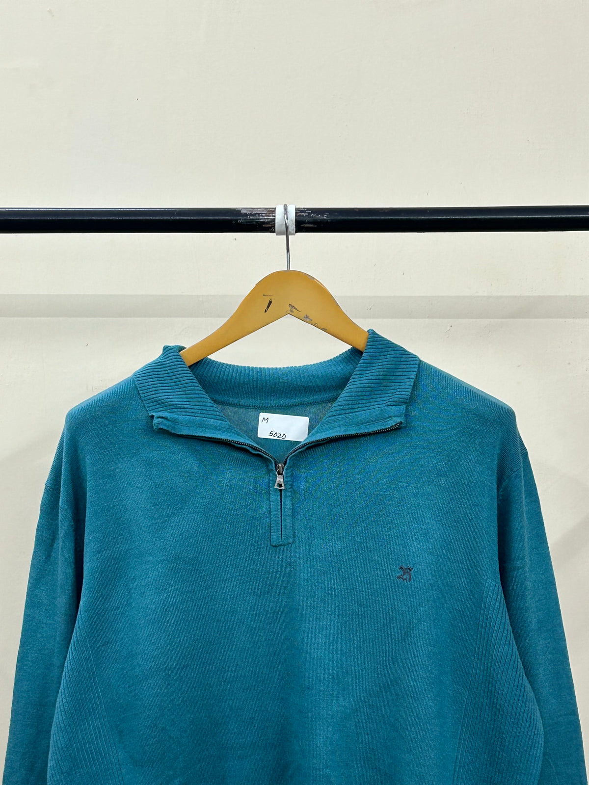 SAGE BLUE SEMI ZIP UP SWEATER ( M5020 )