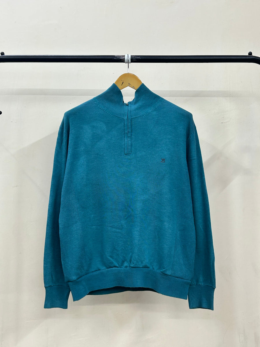 SAGE BLUE SEMI ZIP UP SWEATER ( M5020 )