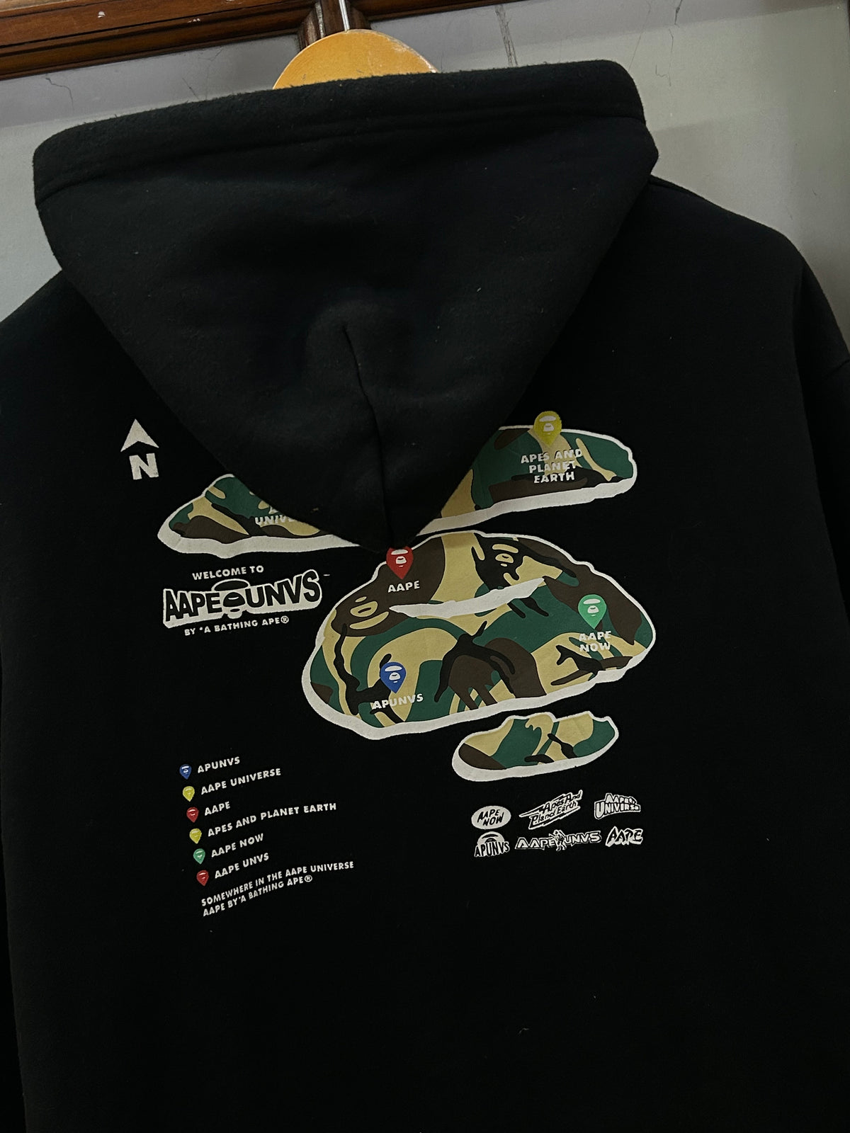 AAPE BACK PRINT BLACK HOODIE ( F4990 )