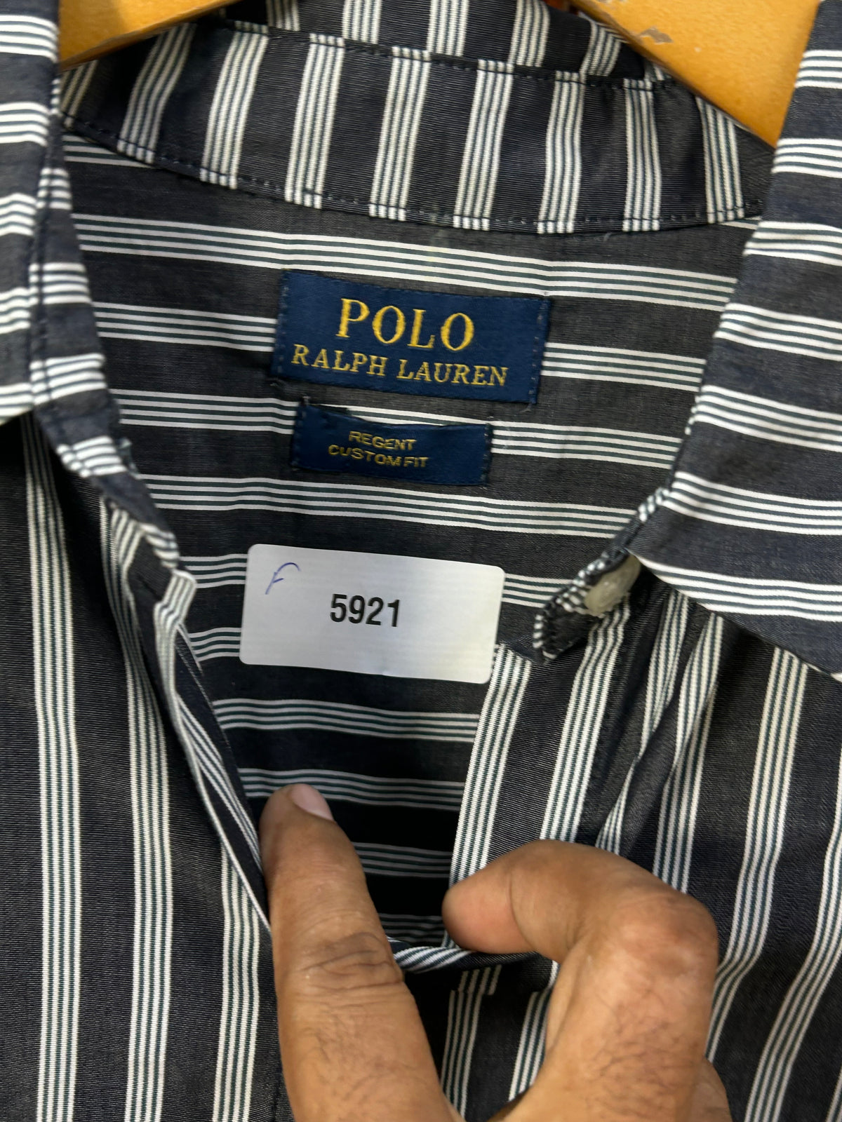 POLO RL BLACK AND WHITE STRIPPED SHIRT ( F5921 )