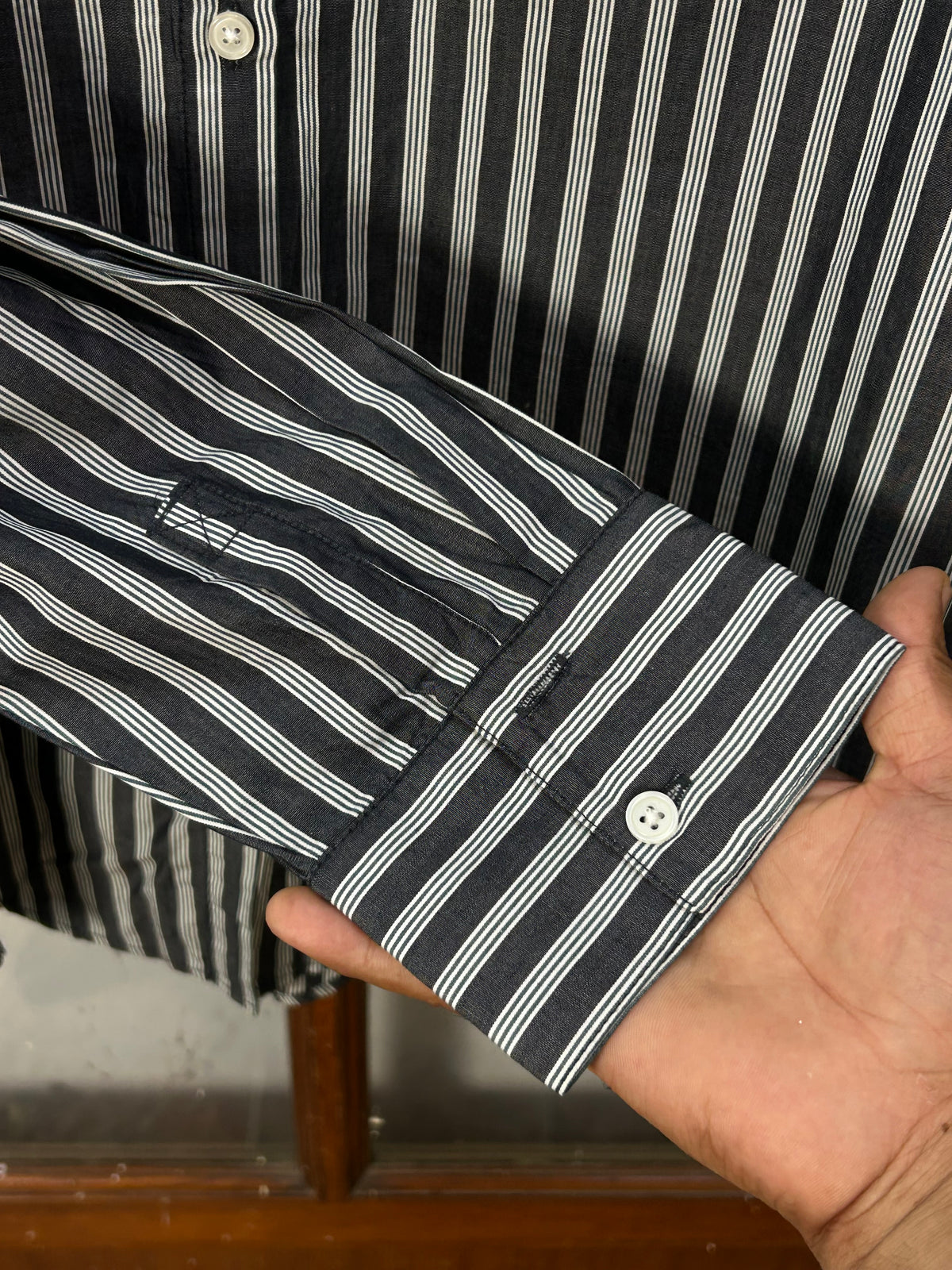 POLO RL BLACK AND WHITE STRIPPED SHIRT ( F5921 )