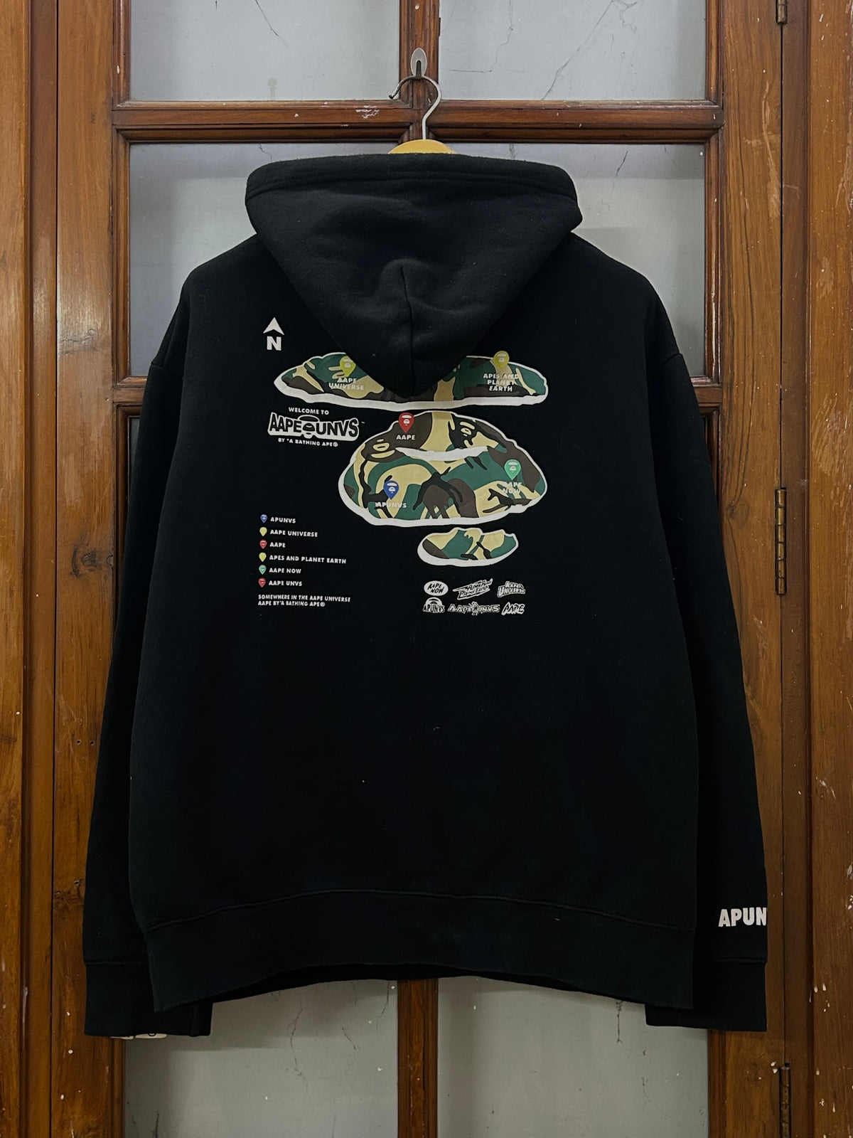 AAPE BACK PRINT BLACK HOODIE ( F4990 )