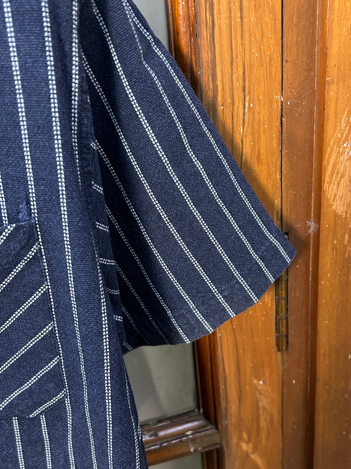 NAVY BLUE STRIPED SHORT SLEEVE SHIRT ( F5906 )