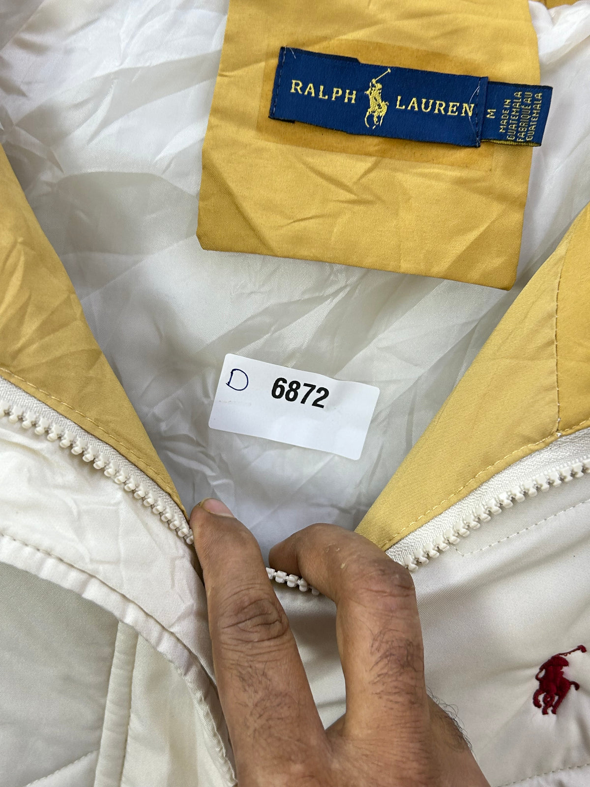 POLO RL OFF WHITE HOODED PUFFER JACKET ( D6872 )
