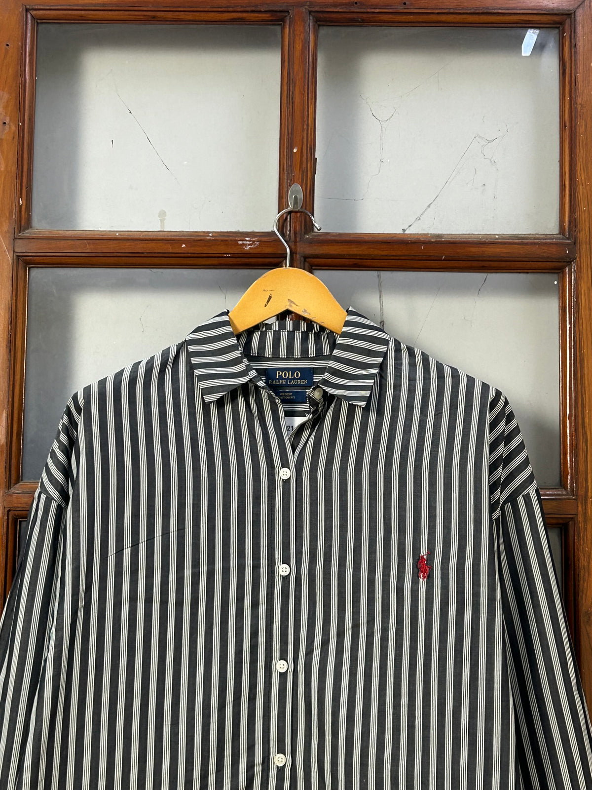 POLO RL BLACK AND WHITE STRIPPED SHIRT ( F5921 )