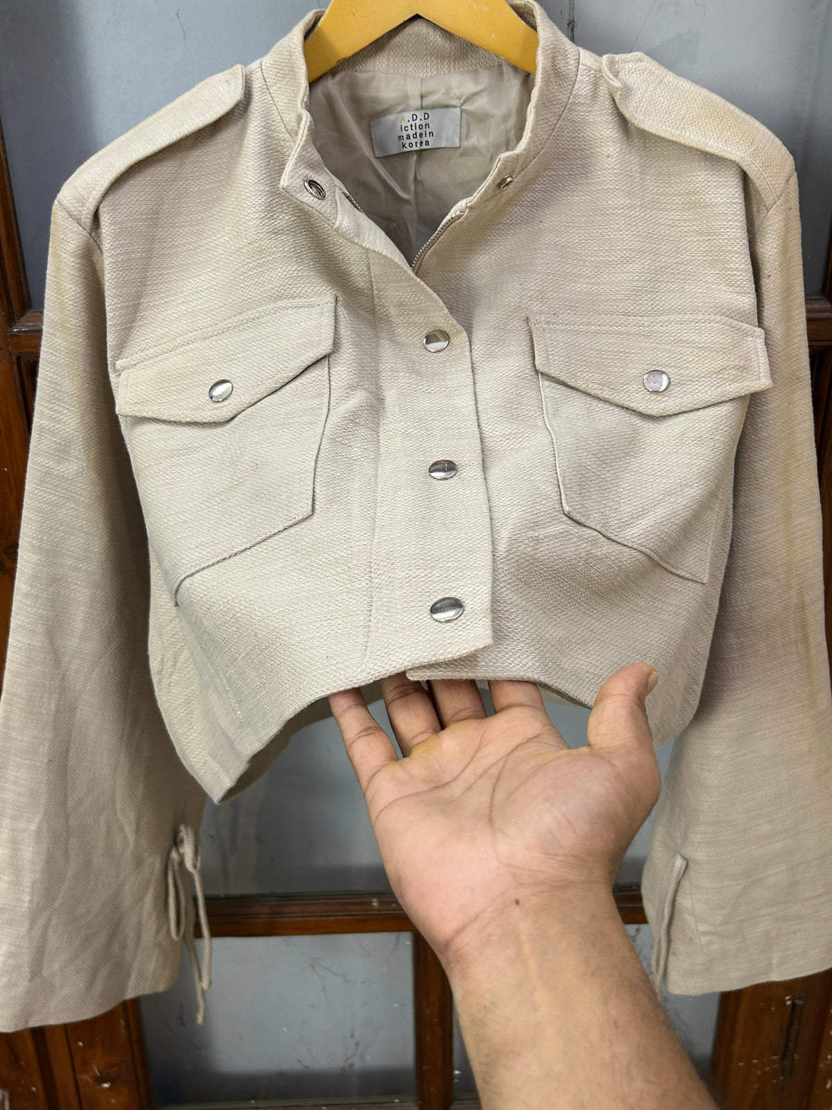 POLO RL BEIGE CROPPED FIT JACKET FOR WOMEN ( D6870 )