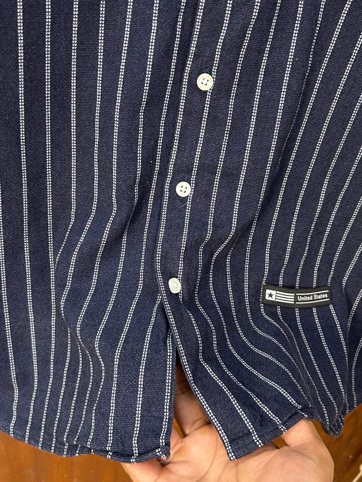 NAVY BLUE STRIPED SHORT SLEEVE SHIRT ( F5906 )