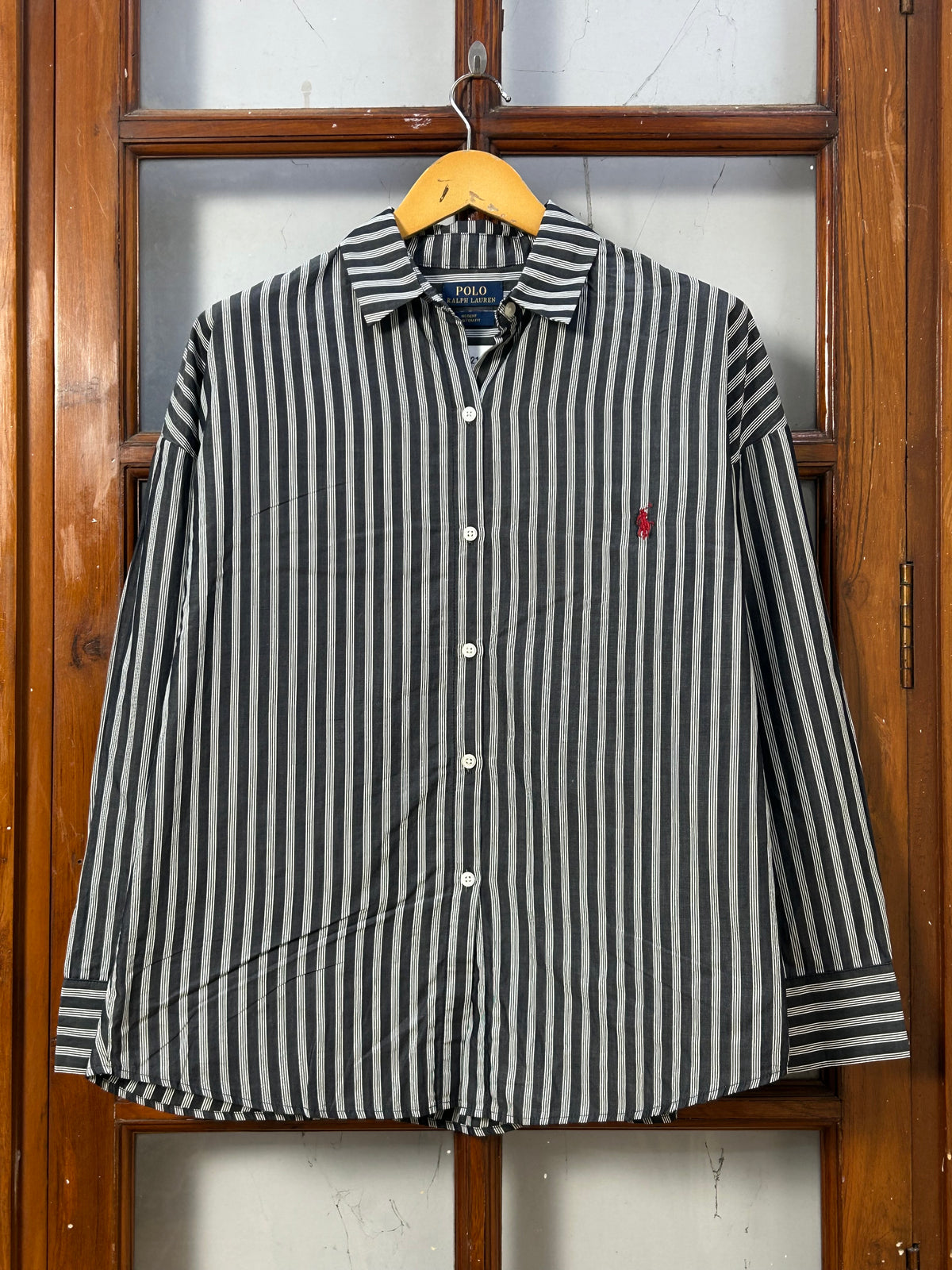 POLO RL BLACK AND WHITE STRIPPED SHIRT ( F5921 )
