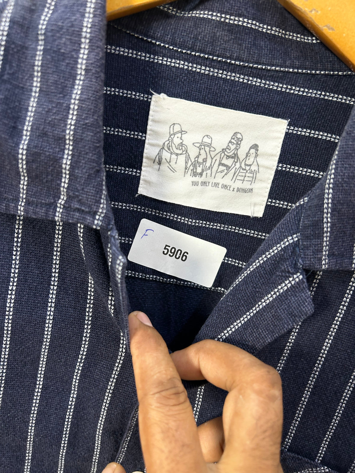 NAVY BLUE STRIPED SHORT SLEEVE SHIRT ( F5906 )