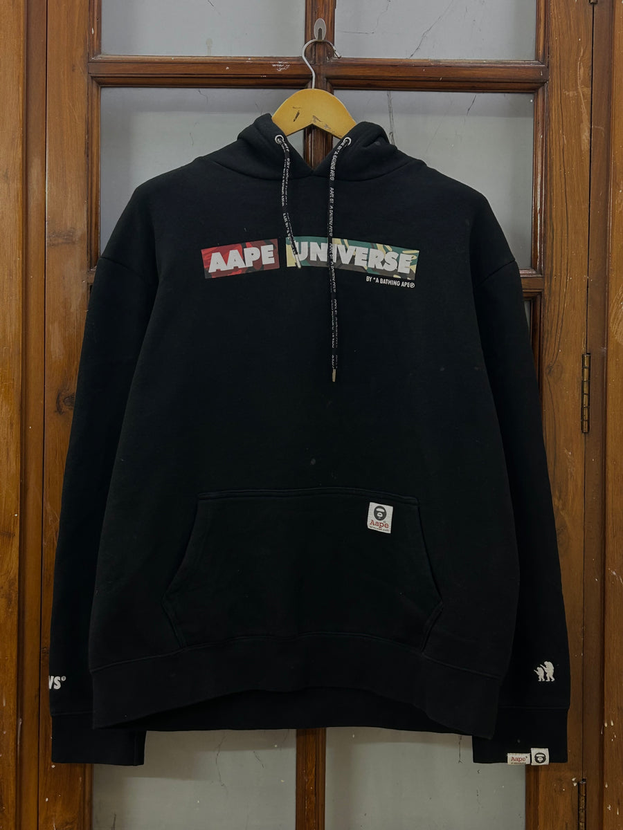 AAPE BACK PRINT BLACK HOODIE ( F4990 )